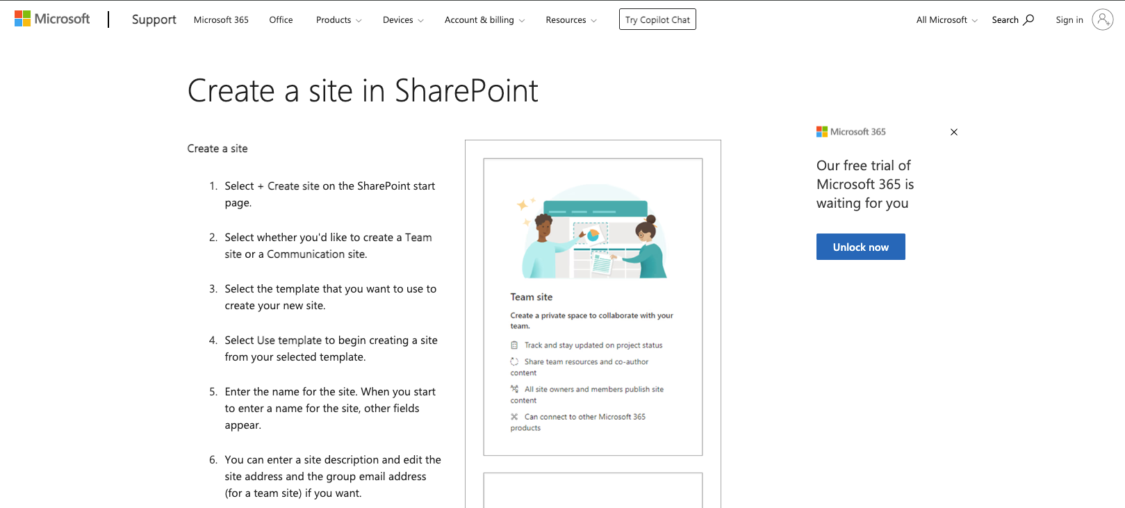 Create site in sharepoint