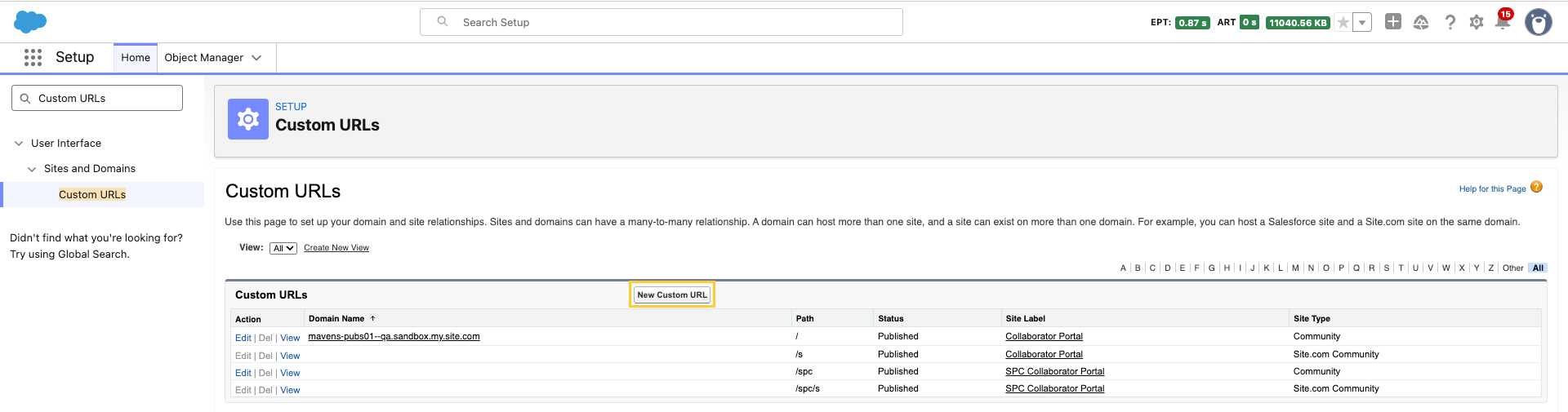 New Custom URL