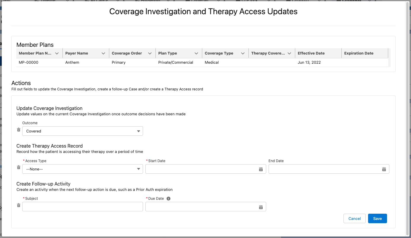 Update coverage investigation via PJNCoverageInvestigationUpdateQuickAction