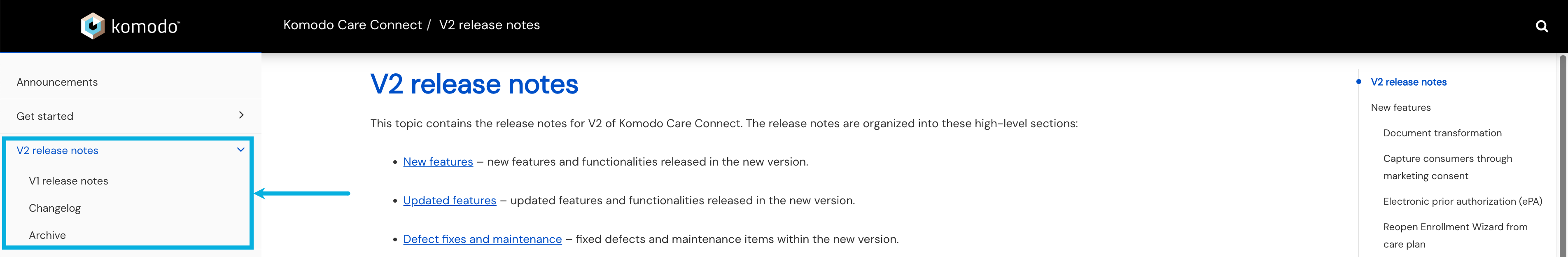 The previous KCC release notes can be found in the left-hand navigation under the latest release notes