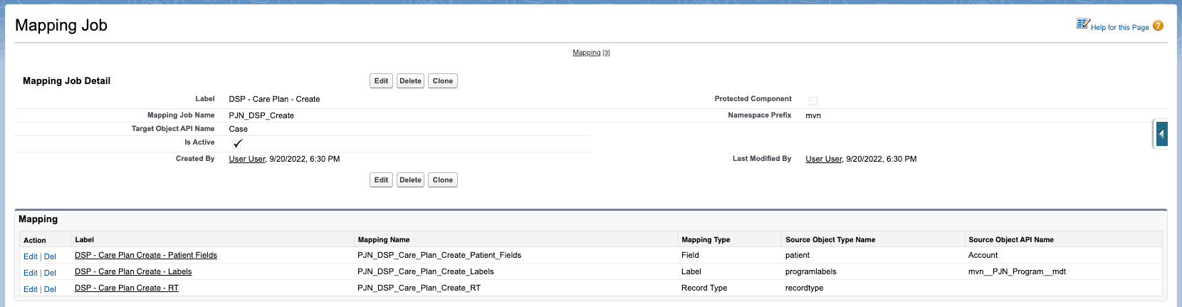 Child mapping records for sample Dasarpoh program