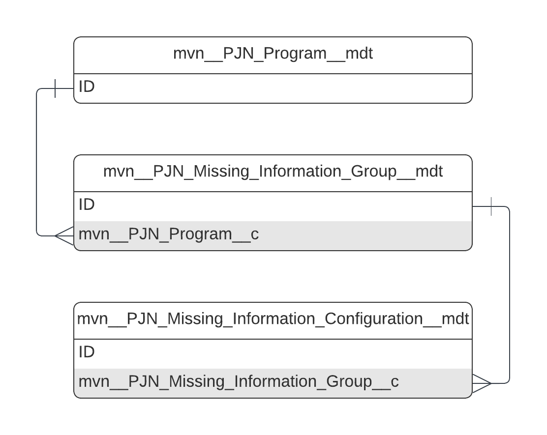 mvn__PJN_Missing_Information_Configuration__mdt ERD