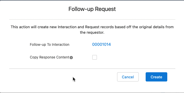 Follow up request modal