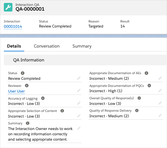 Interaction QA record