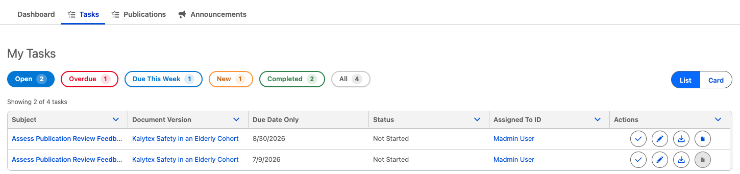 Tasks tab 2