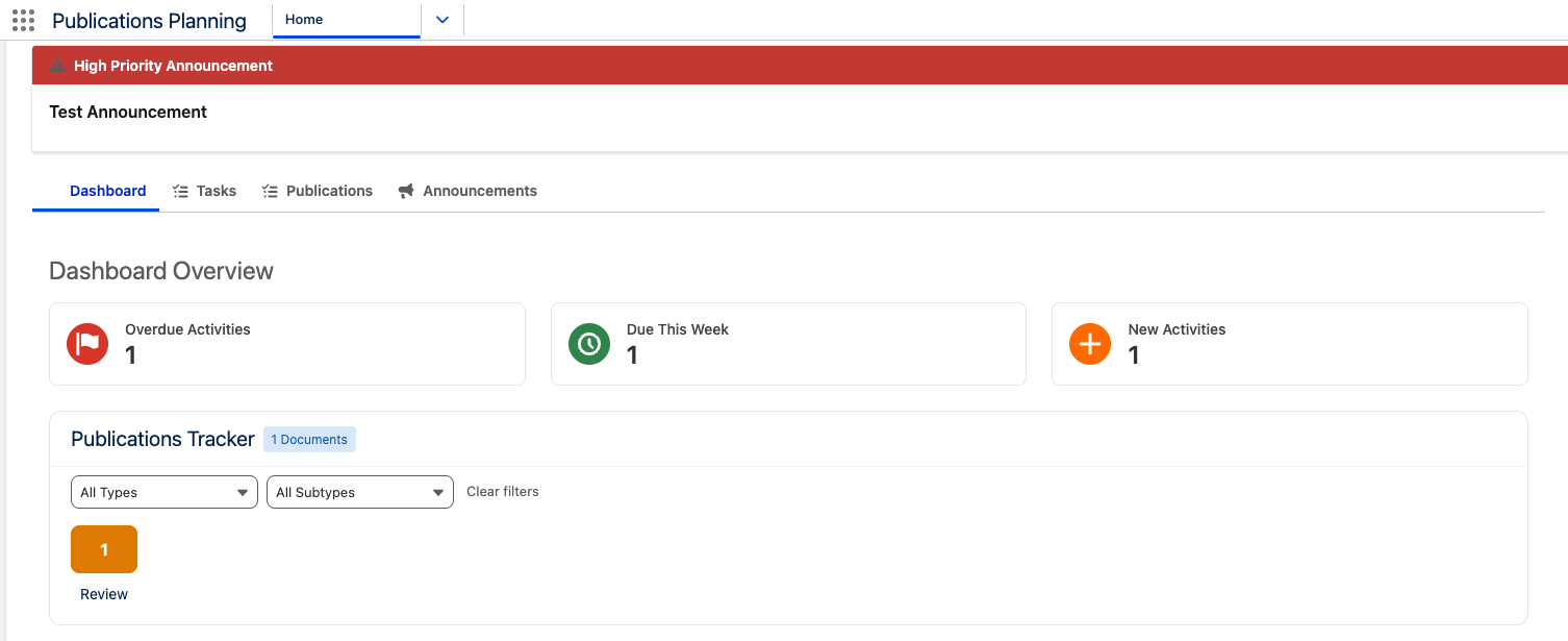 Homepage Dashboard