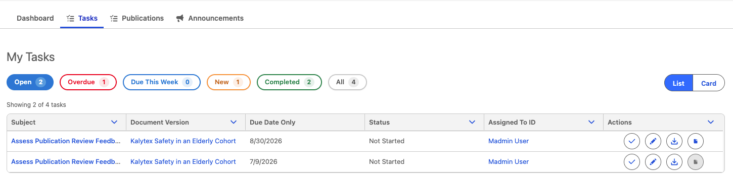 New Tasks tab
