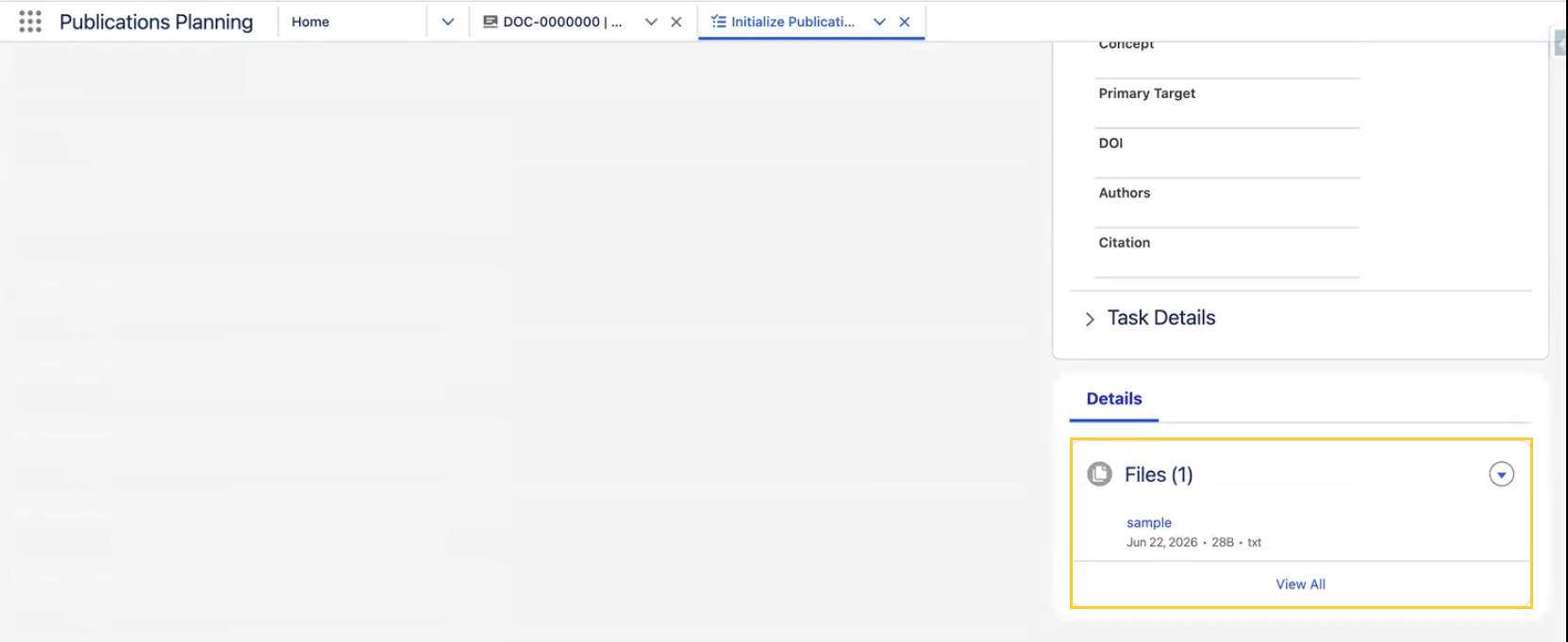 Uploaded file on the Task Files related list