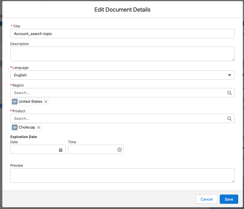 Product field on a document layout