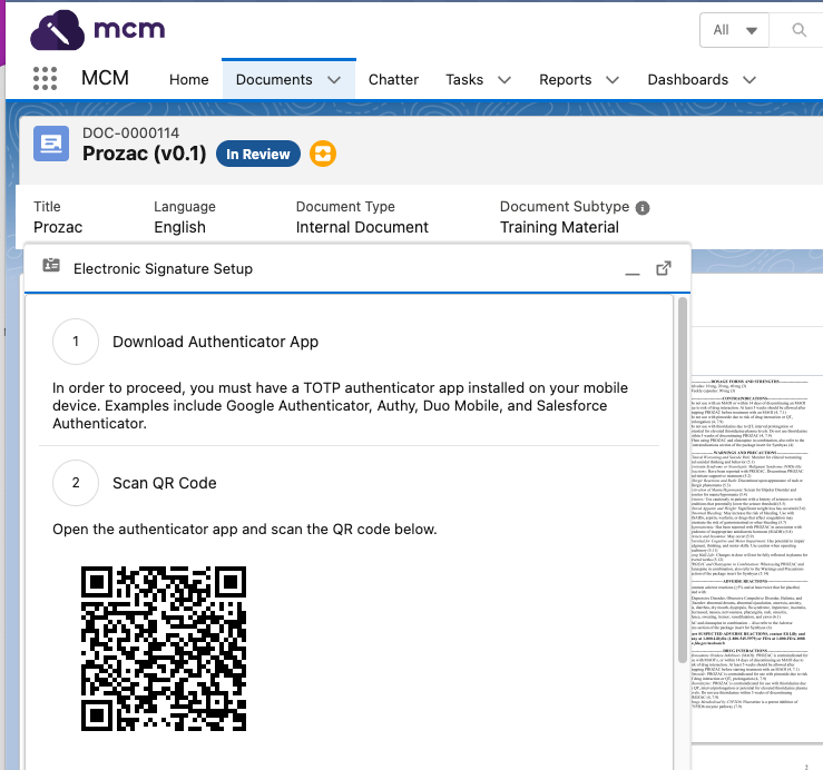 Electronic signature setup