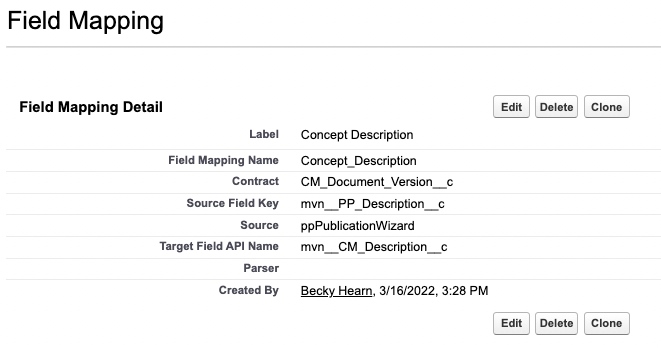 Field mapping example